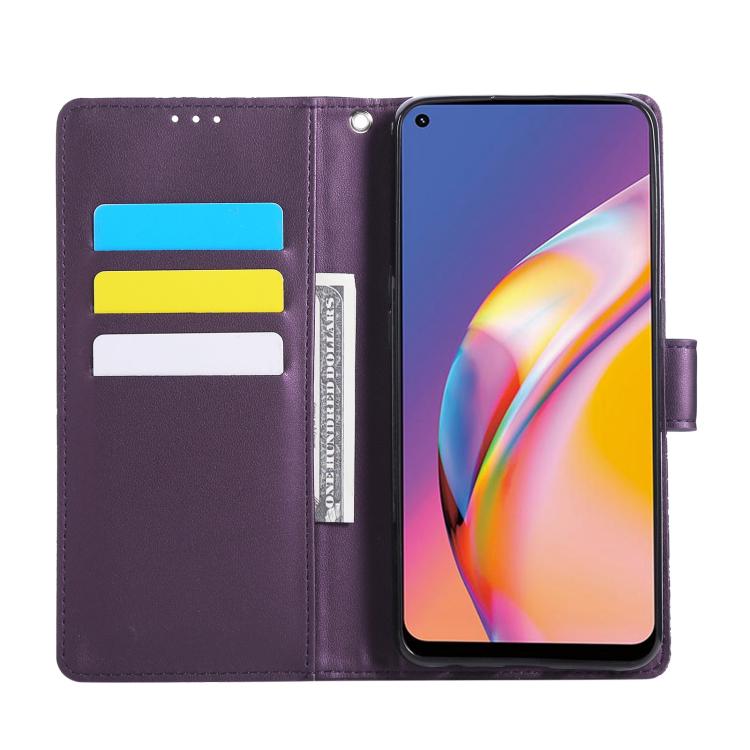 For OPPO A94 4G / F19 Pro Rose Flower Embossed 3-Card Slots Leather Phone Case