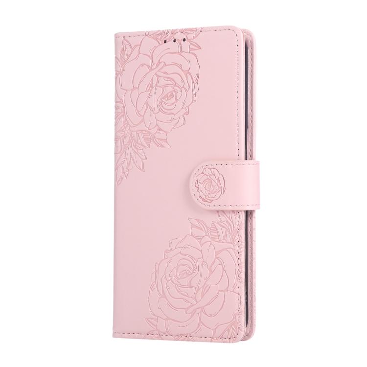 For OPPO Reno8 5G Rose Flower Embossed 3-Card Slots Leather Phone Case