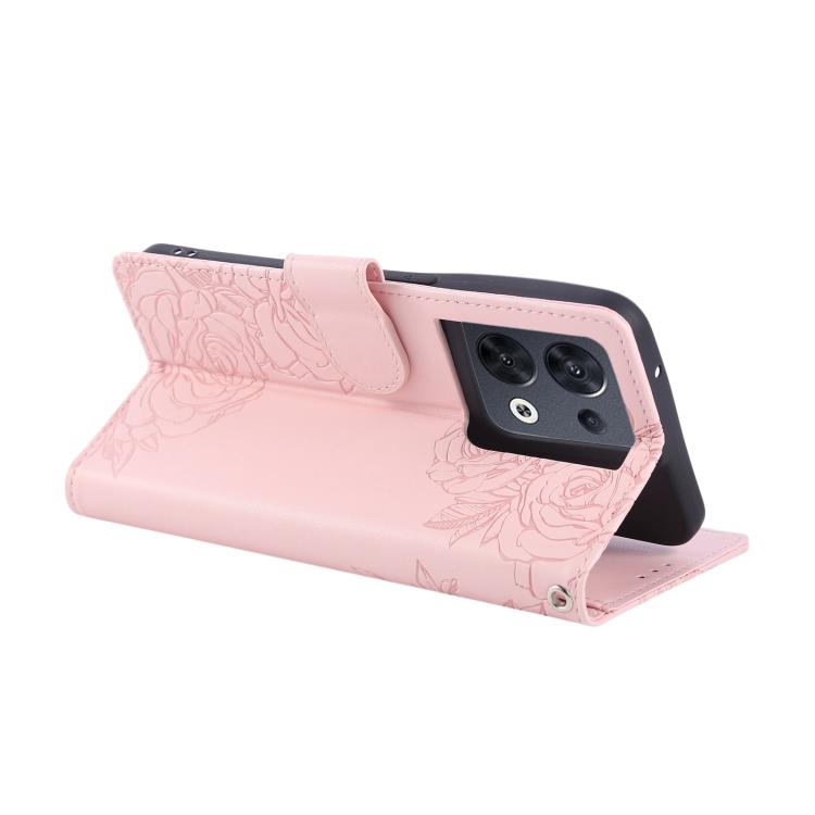 For OPPO Reno8 5G Rose Flower Embossed 3-Card Slots Leather Phone Case