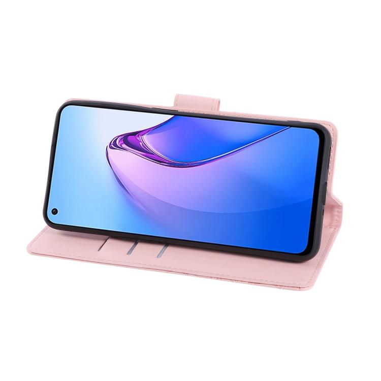 For OPPO Reno8 5G Rose Flower Embossed 3-Card Slots Leather Phone Case