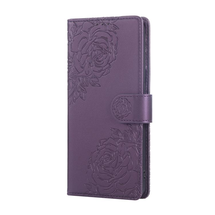 For OPPO Reno8 5G Rose Flower Embossed 3-Card Slots Leather Phone Case