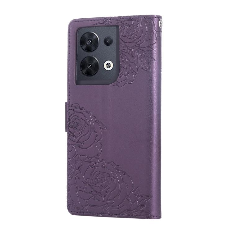 For OPPO Reno8 5G Rose Flower Embossed 3-Card Slots Leather Phone Case