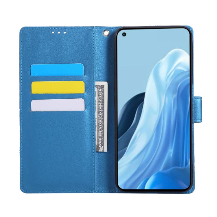 For OPPO Reno7 4G / F21 Pro 4G Rose Flower Embossed 3-Card Slots Leather Phone Case