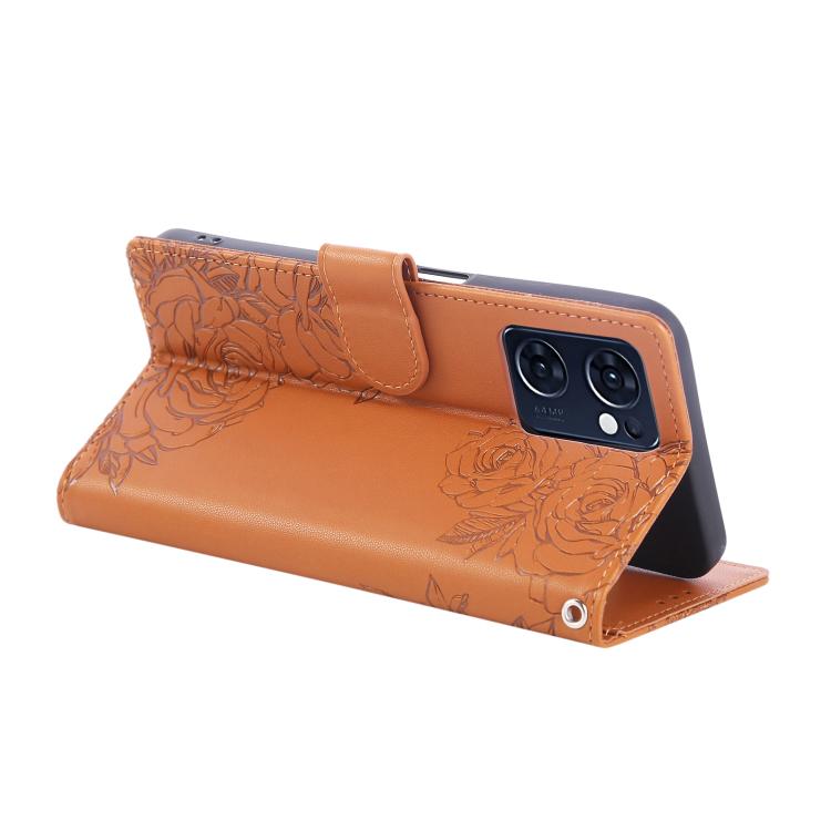 For OPPO Reno7 5G / Find X5 Lite Rose Flower Embossed 3-Card Slots Leather Phone Case