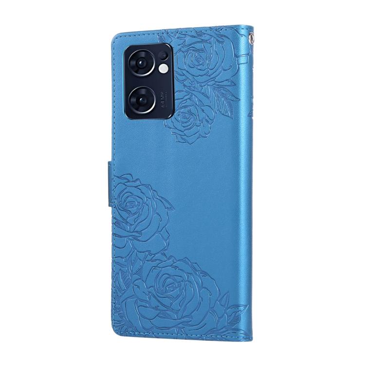 For OPPO Reno7 5G / Find X5 Lite Rose Flower Embossed 3-Card Slots Leather Phone Case