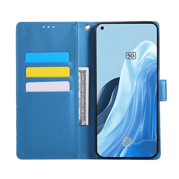 For OPPO Reno7 5G / Find X5 Lite Rose Flower Embossed 3-Card Slots Leather Phone Case