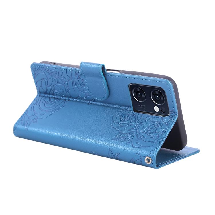 For OPPO Reno7 5G / Find X5 Lite Rose Flower Embossed 3-Card Slots Leather Phone Case