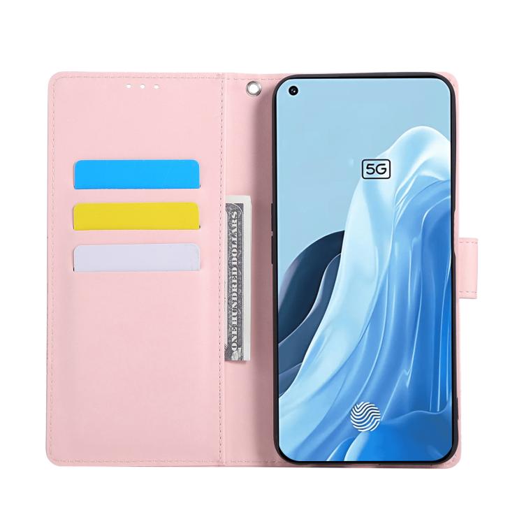 For OPPO Reno7 5G / Find X5 Lite Rose Flower Embossed 3-Card Slots Leather Phone Case