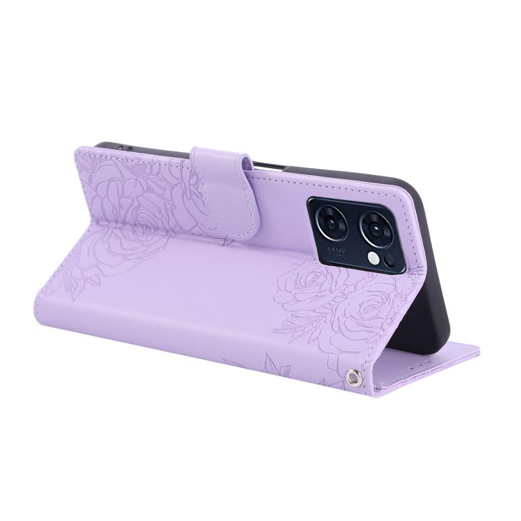 For OPPO Reno7 5G / Find X5 Lite Rose Flower Embossed 3-Card Slots Leather Phone Case