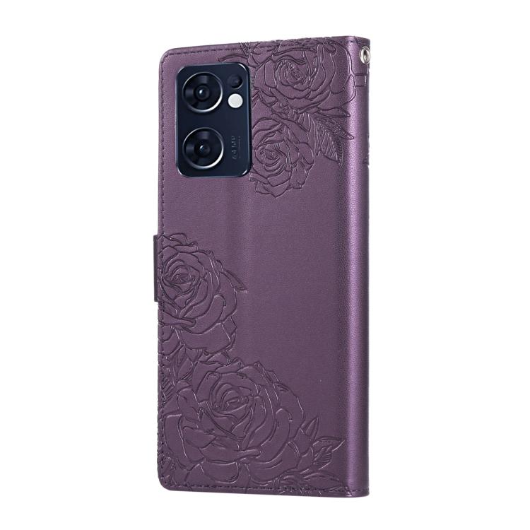 For OPPO Reno7 5G / Find X5 Lite Rose Flower Embossed 3-Card Slots Leather Phone Case
