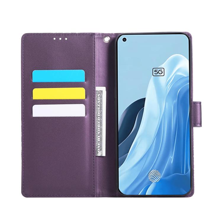 For OPPO Reno7 5G / Find X5 Lite Rose Flower Embossed 3-Card Slots Leather Phone Case