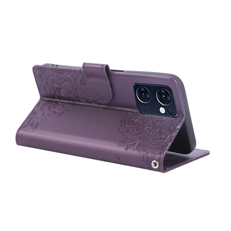 For OPPO Reno7 5G / Find X5 Lite Rose Flower Embossed 3-Card Slots Leather Phone Case