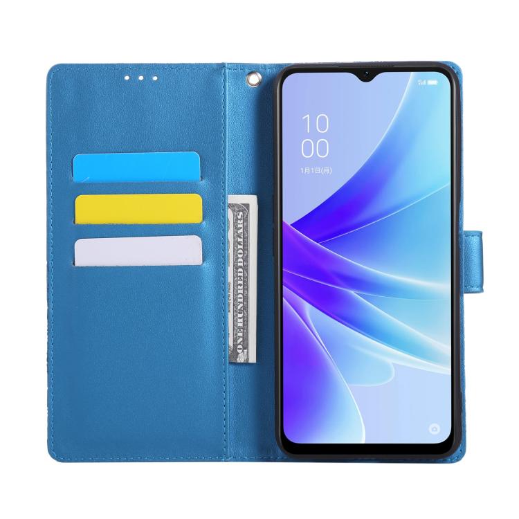 For OPPO A77 Rose Flower Embossed 3-Card Slots Leather Phone Case