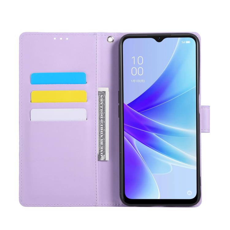 For OPPO A77 Rose Flower Embossed 3-Card Slots Leather Phone Case