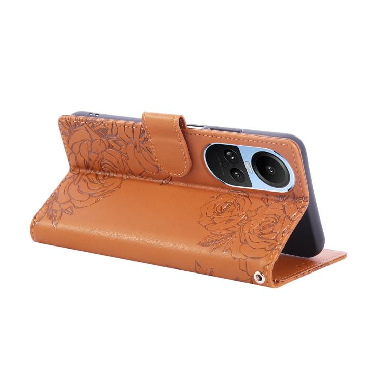 For OPPO Reno10 5G Global Rose Flower Embossed 3-Card Slots Leather Phone Case