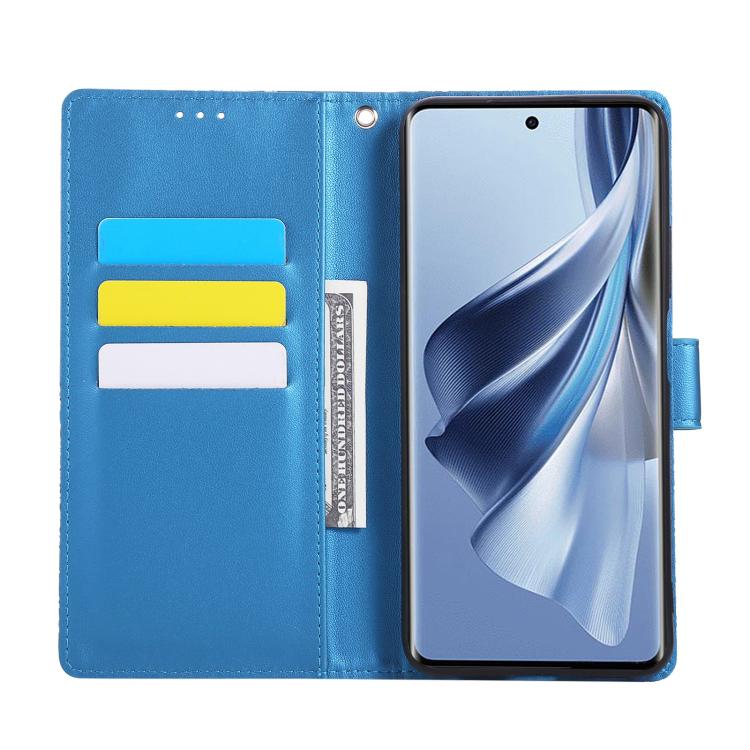 For OPPO Reno10 5G Global Rose Flower Embossed 3-Card Slots Leather Phone Case
