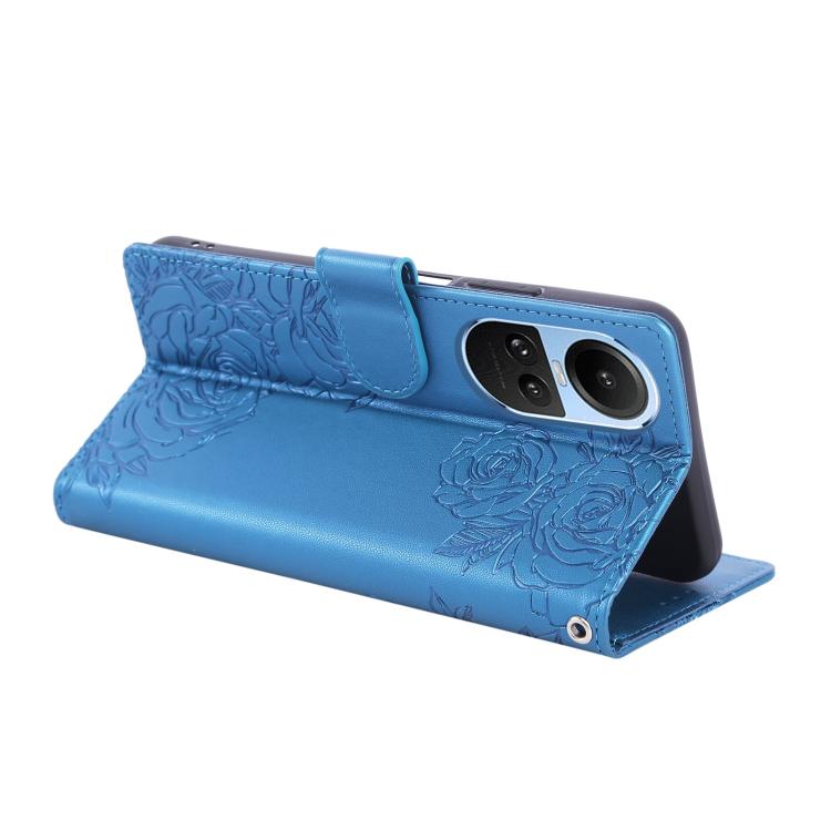 For OPPO Reno10 5G Global Rose Flower Embossed 3-Card Slots Leather Phone Case