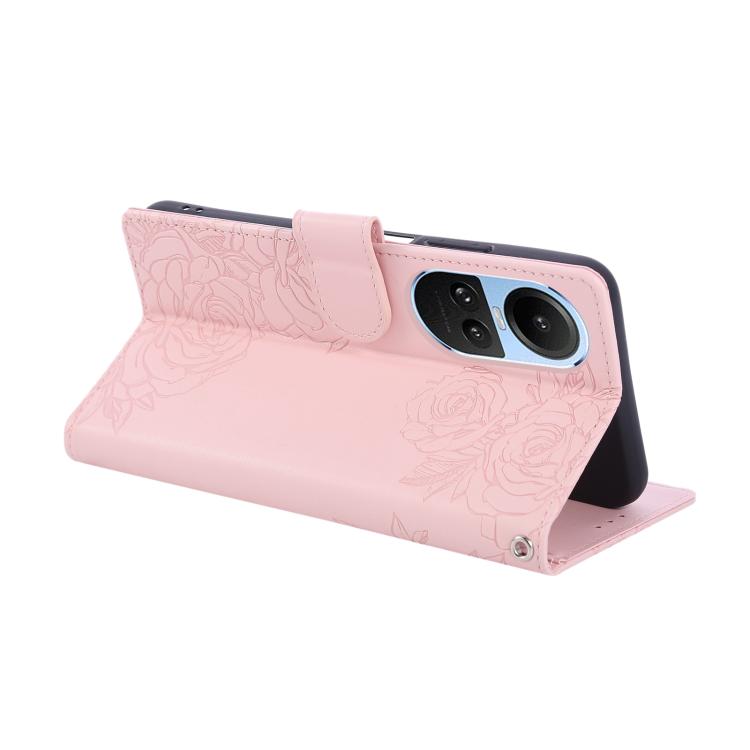 For OPPO Reno10 5G Global Rose Flower Embossed 3-Card Slots Leather Phone Case
