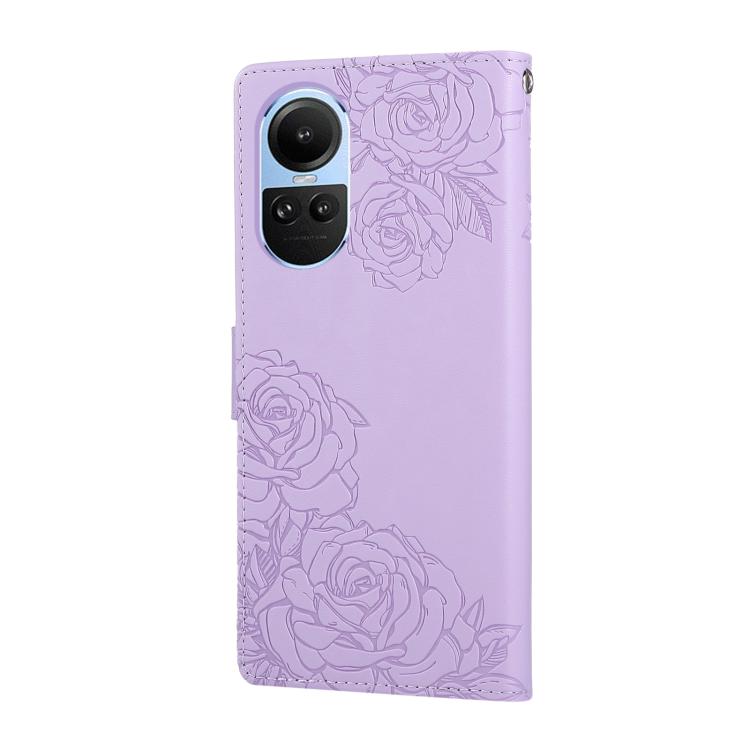 For OPPO Reno10 5G Global Rose Flower Embossed 3-Card Slots Leather Phone Case