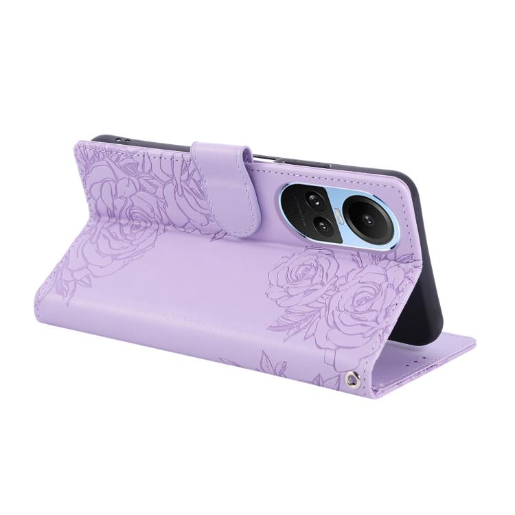 For OPPO Reno10 5G Global Rose Flower Embossed 3-Card Slots Leather Phone Case