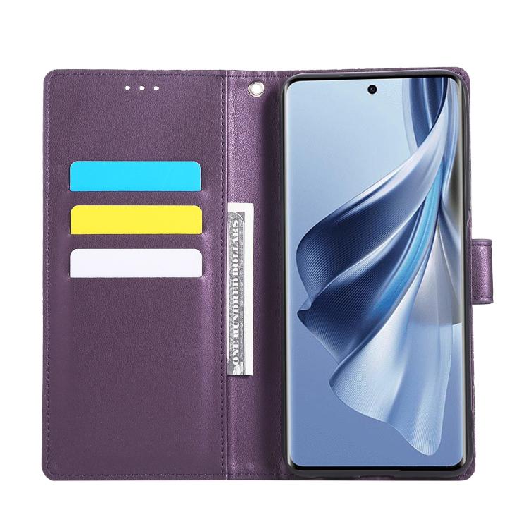 For OPPO Reno10 5G Global Rose Flower Embossed 3-Card Slots Leather Phone Case
