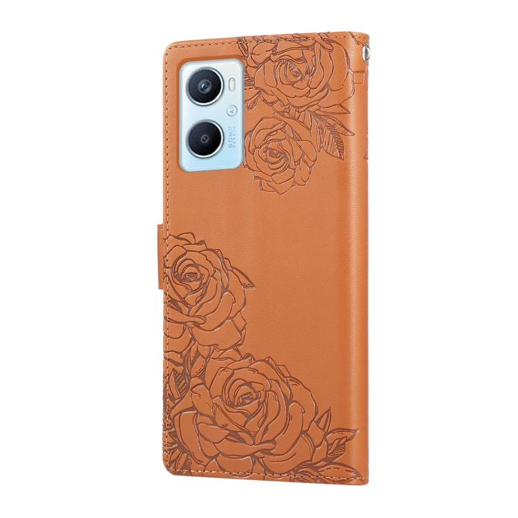 For OPPO A96 5G Rose Flower Embossed 3-Card Slots Leather Phone Case