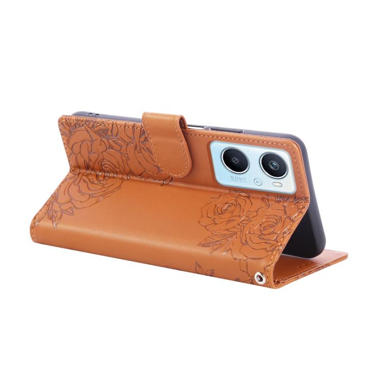 For OPPO A96 5G Rose Flower Embossed 3-Card Slots Leather Phone Case
