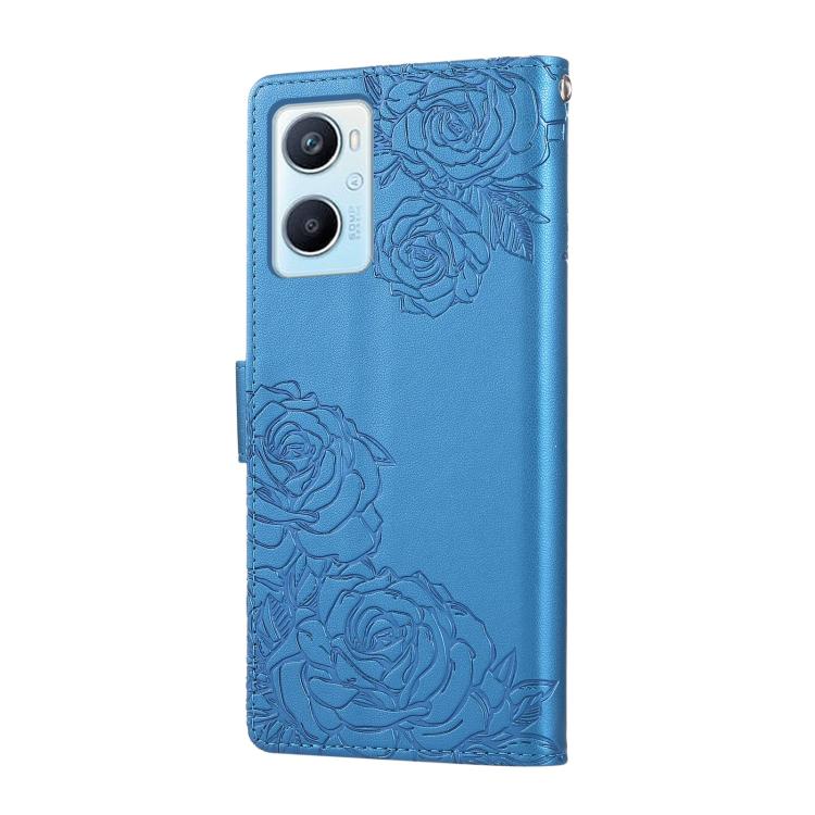 For OPPO A96 5G Rose Flower Embossed 3-Card Slots Leather Phone Case