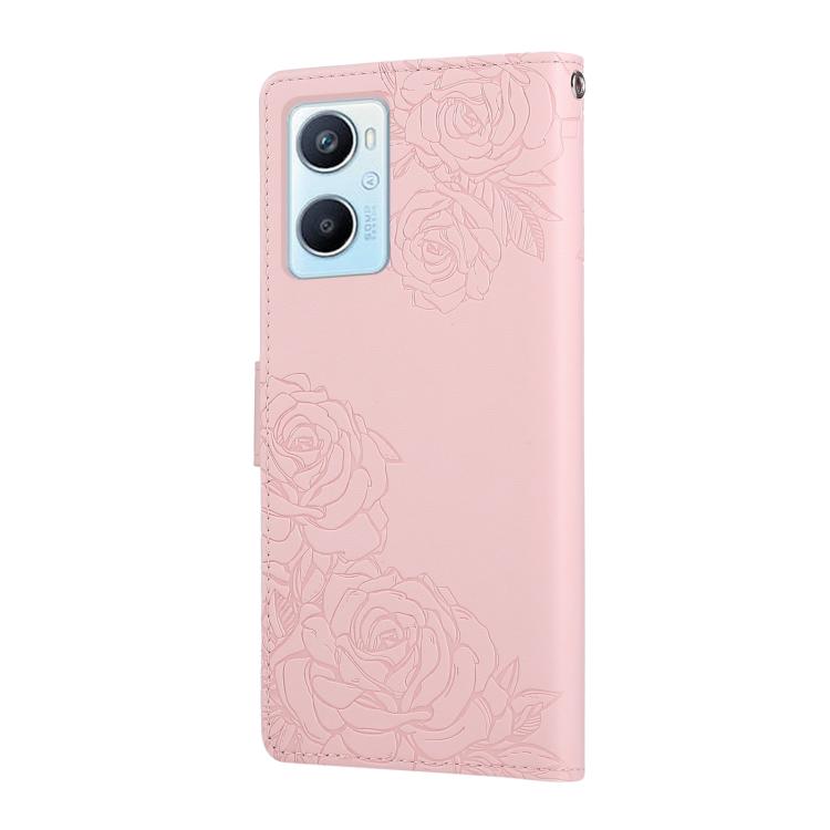 For OPPO A96 5G Rose Flower Embossed 3-Card Slots Leather Phone Case
