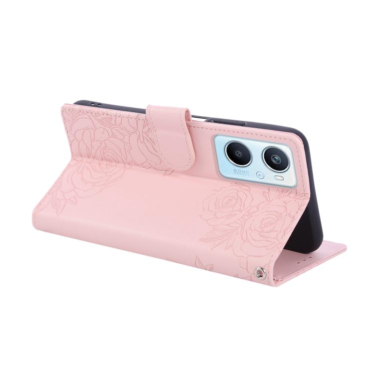 For OPPO A96 5G Rose Flower Embossed 3-Card Slots Leather Phone Case