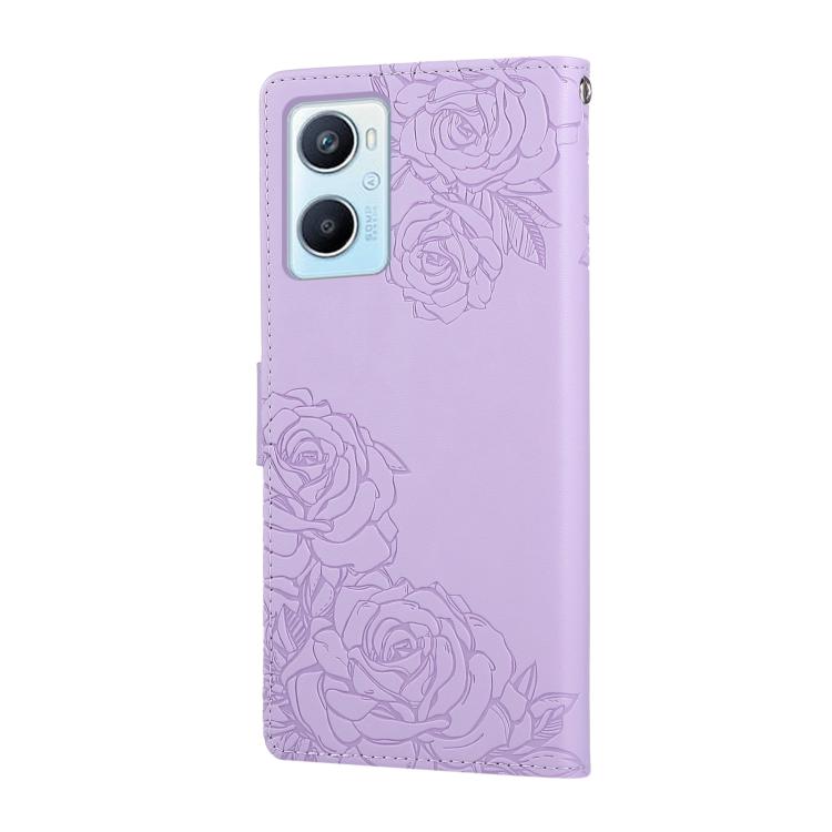 For OPPO A96 5G Rose Flower Embossed 3-Card Slots Leather Phone Case