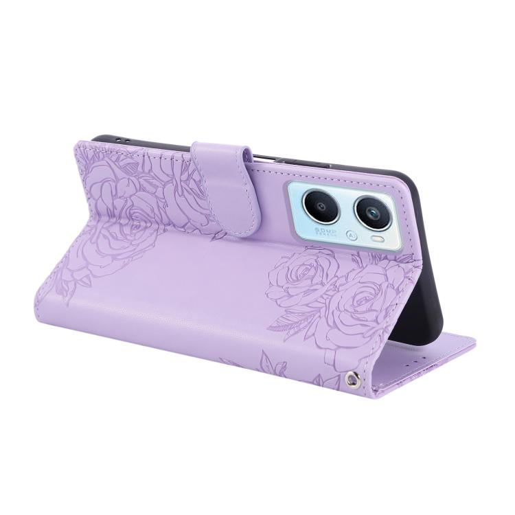 For OPPO A96 5G Rose Flower Embossed 3-Card Slots Leather Phone Case