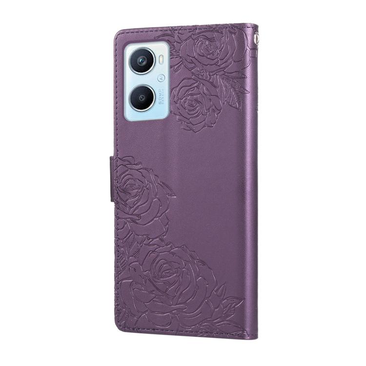 For OPPO A96 5G Rose Flower Embossed 3-Card Slots Leather Phone Case
