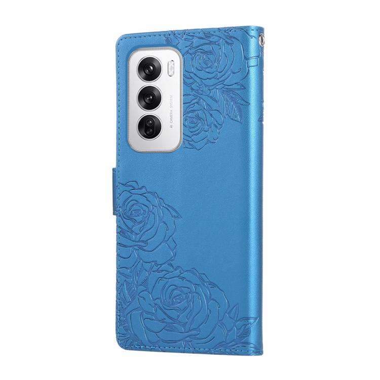 For OPPO Reno12 5G Global Rose Flower Embossed 3-Card Slots Leather Phone Case