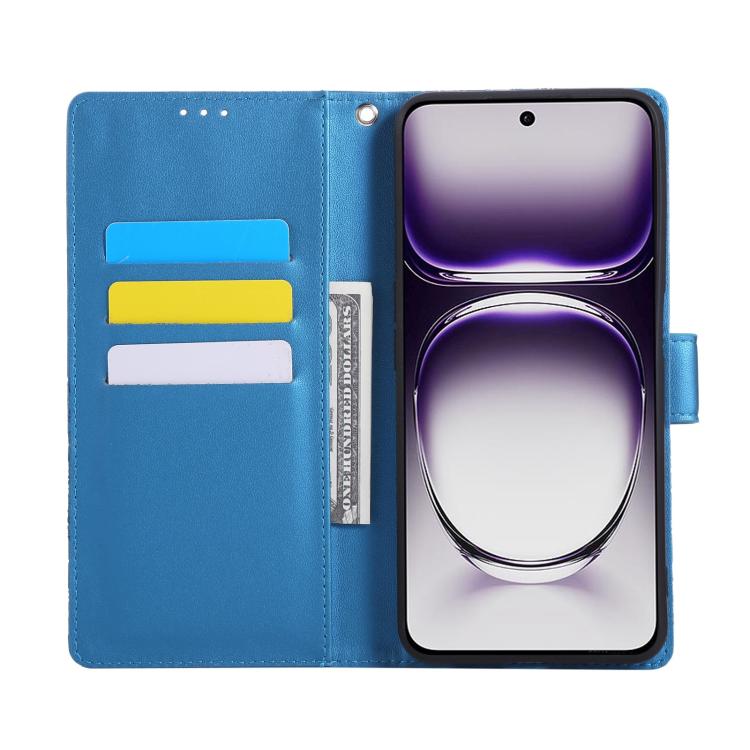 For OPPO Reno12 5G Global Rose Flower Embossed 3-Card Slots Leather Phone Case