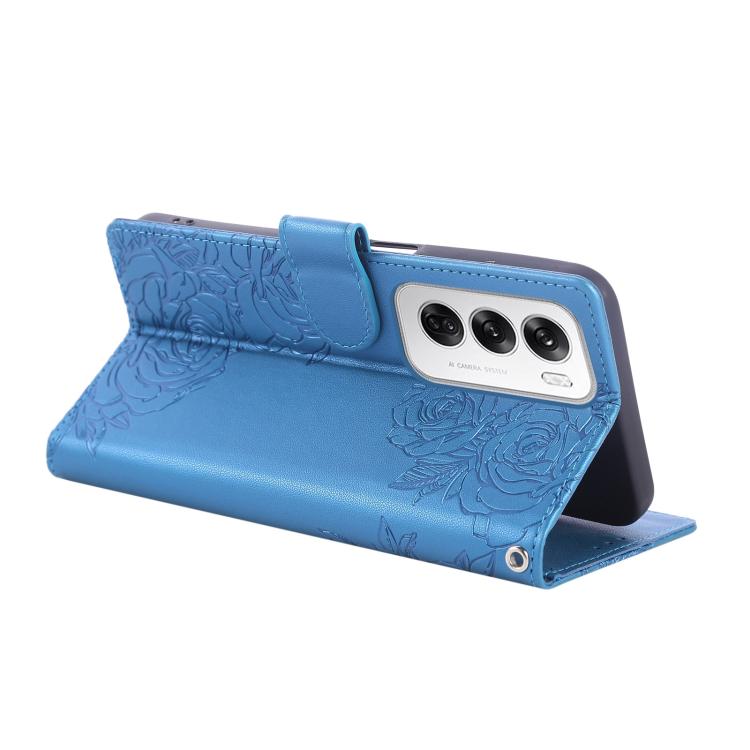 For OPPO Reno12 5G Global Rose Flower Embossed 3-Card Slots Leather Phone Case