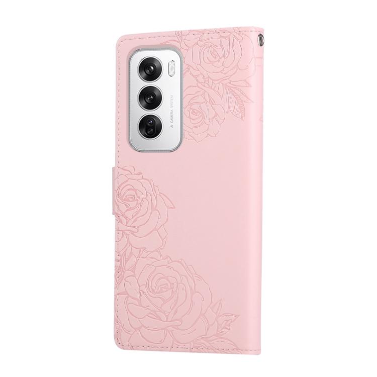 For OPPO Reno12 5G Global Rose Flower Embossed 3-Card Slots Leather Phone Case