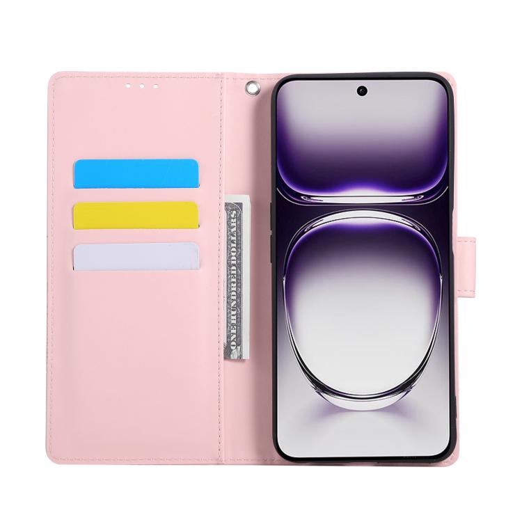 For OPPO Reno12 5G Global Rose Flower Embossed 3-Card Slots Leather Phone Case