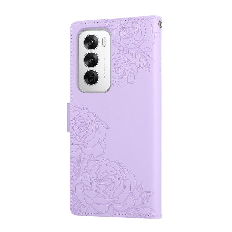 For OPPO Reno12 5G Global Rose Flower Embossed 3-Card Slots Leather Phone Case