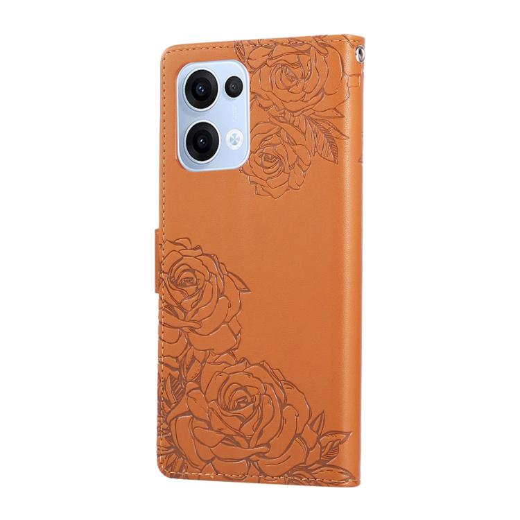 For OPPO Reno13 5G Global Rose Flower Embossed 3-Card Slots Leather Phone Case