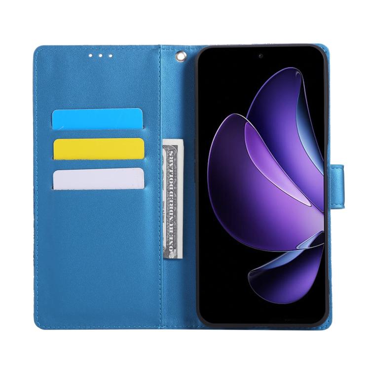 For OPPO Reno13 5G Global Rose Flower Embossed 3-Card Slots Leather Phone Case