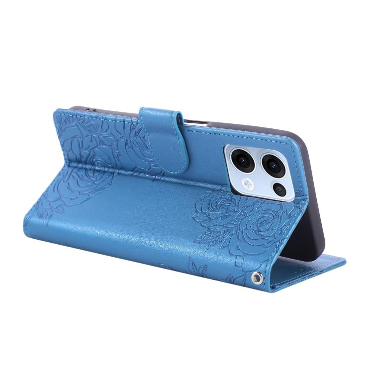 For OPPO Reno13 5G Global Rose Flower Embossed 3-Card Slots Leather Phone Case