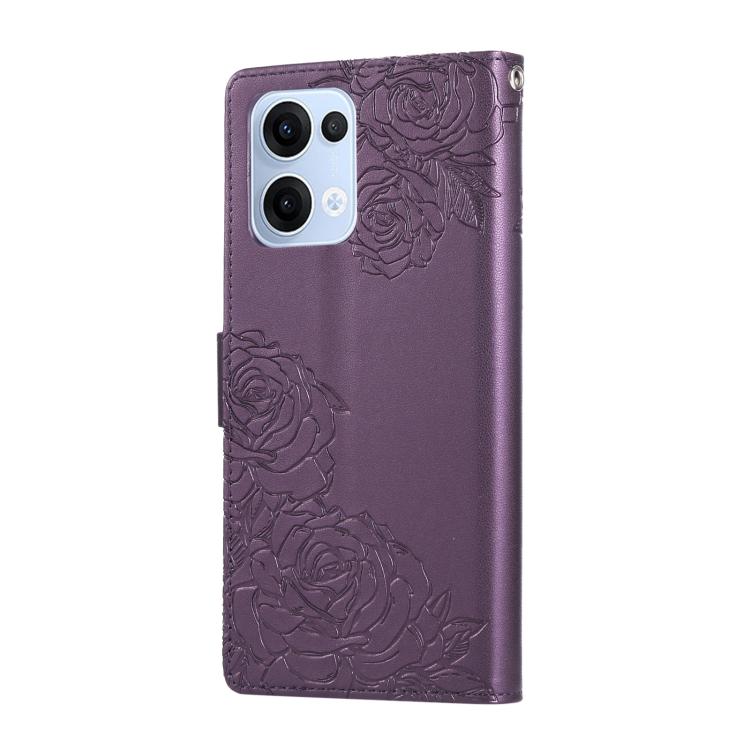 For OPPO Reno13 5G Global Rose Flower Embossed 3-Card Slots Leather Phone Case