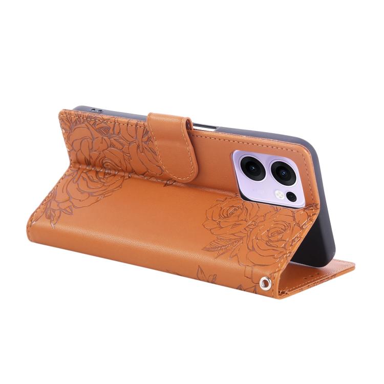 For OPPO Reno13 F 5G Global Rose Flower Embossed 3-Card Slots Leather Phone Case