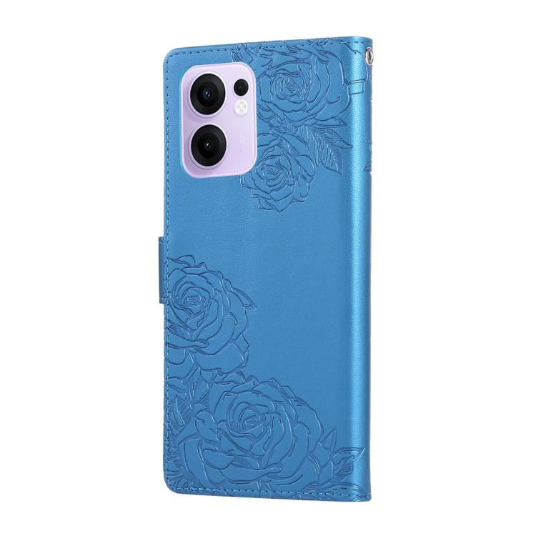For OPPO Reno13 F 5G Global Rose Flower Embossed 3-Card Slots Leather Phone Case