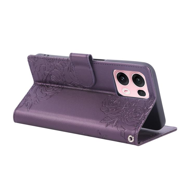 For OPPO Reno13 Pro 5G Global Rose Flower Embossed 3-Card Slots Leather Phone Case