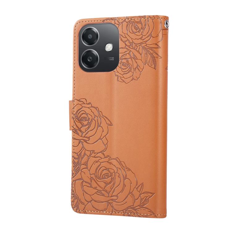 For OPPO A3X 5G India / 4G / A3 Global Rose Flower Embossed 3-Card Slots Leather Phone Case