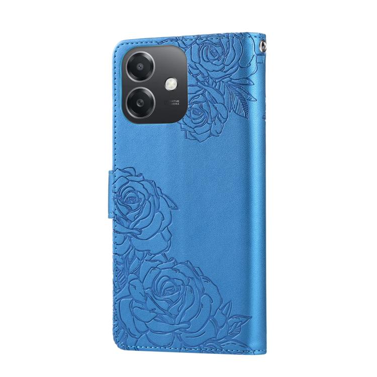 For OPPO A3X 5G India / 4G / A3 Global Rose Flower Embossed 3-Card Slots Leather Phone Case