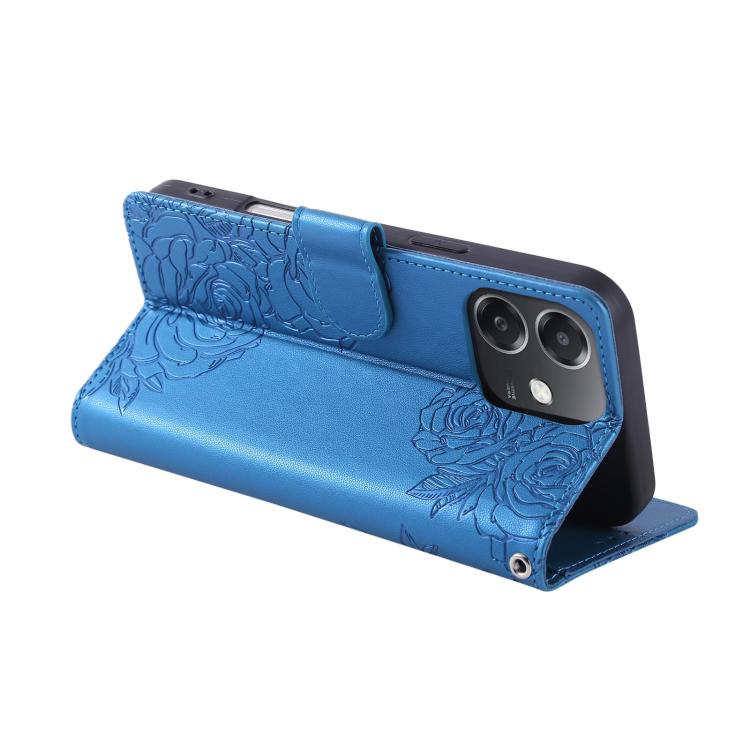 For OPPO A3X 5G India / 4G / A3 Global Rose Flower Embossed 3-Card Slots Leather Phone Case