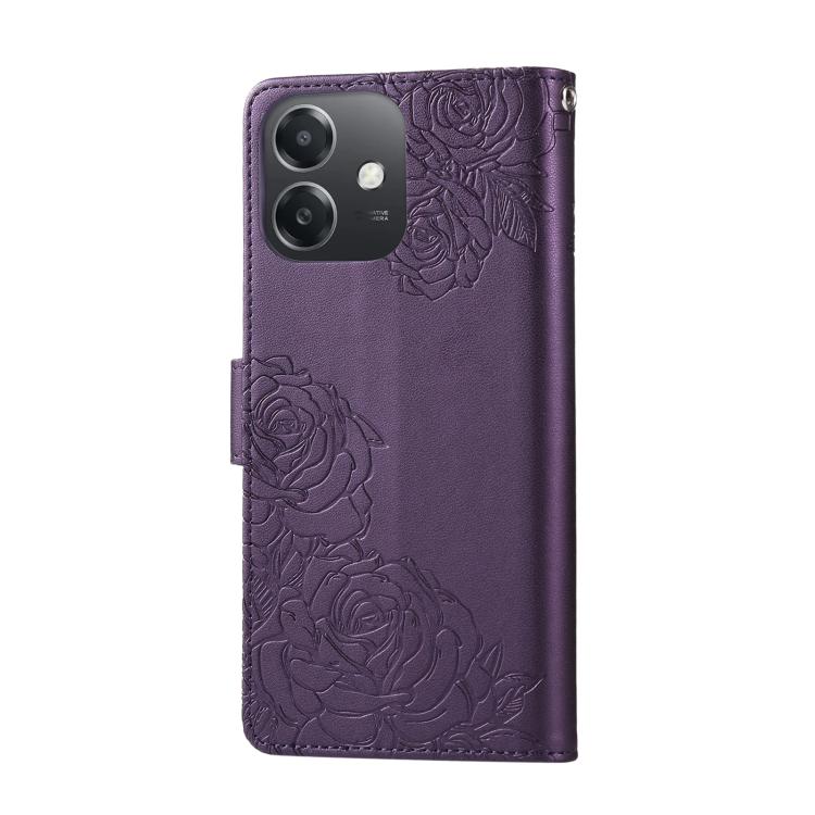 For OPPO A3X 5G India / 4G / A3 Global Rose Flower Embossed 3-Card Slots Leather Phone Case